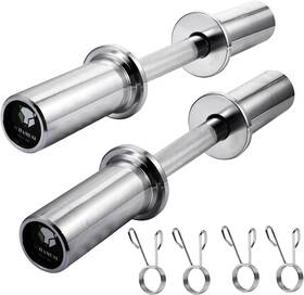 Achamusi 770651617611 16 Inch Olympic Dumbbell Handle Pair - Solid Adjustable Bars With Silver Achamusi 770651617611 16 Inch Olympic Dumbbell Handle Pair - Solid Adjustable Bars With Silver