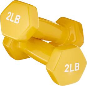 Amazon Basics 192233040097 Vinyl Coated Dumbbell Hand Weights 2 Pound Yellow