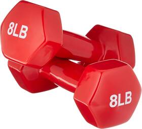 Amazon Basics 192233040158 Vinyl Coated Dumbbell Hand Weights 8 Pound Red