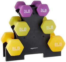 Amazon Basics 843639101850 Neoprene Dumbbell Hand 3 5 And 8 Pound Purple/green/yellow