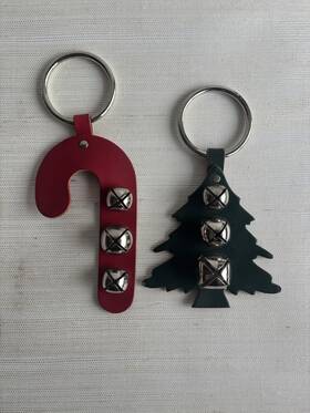 63035 Auburn Leather - Pet Bell Hanger Christmas Tree And Candy Cane