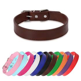 Azinoo Leather-collar25new-brown-l Brown Soft Leather Dog Collar For Small Medium Large Comfortable And Ad