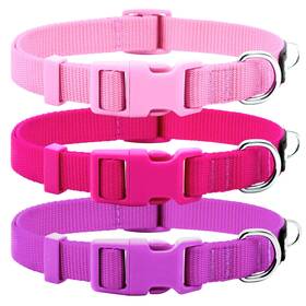 Hu-xi-201 Azuza 3 Pack Dog Collars Comfortable And Adjustable Nylon For