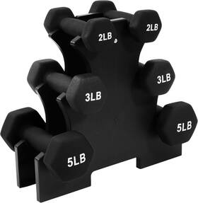 Balancefrom 810082430240 Dumbbell Set With Stand Neoprene Coated Hand Weights Home Black