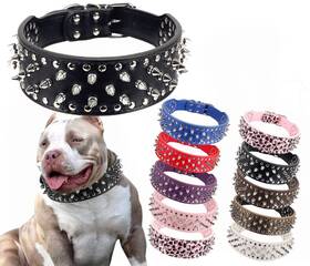 Btdcfy 600209078703 Hoot Pu Leather Adjustable Spiked Studded Dog Collar 2 Inch Wide 25 Spikes Xs Ne Btdcfy 600209078703 Hoot Pu Leather Adjustable Spiked Studded Dog Collar 2 Inch Wide 25 Spikes Xs Ne