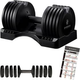 Adb-b-25lb-bz Byzoom Fitness Adjustable Dumbbell 12.5/25lb Single Unit Or Set Of 25lb Black Piece Adb-b-25lb-bz Byzoom Fitness Adjustable Dumbbell 12.5/25lb Single Unit Or Set Of 25lb Black Piece