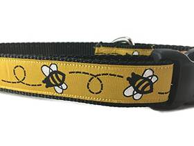 Caninedesign Quality Dog Collars 0072 Bumblebee Collar Yellow 1 Inch Wide Adjustable Nylon M