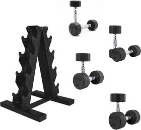 Cap Barbell 702556021934 Rubber Coated Dumbbell Weight Set With 100 Lb - Chrome Cap Barbell 702556021934 Rubber Coated Dumbbell Weight Set With 100 Lb - Chrome