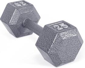 Cap Barbell 702556102732 Cast Iron Hex Dumbbell Multiple Options 25 Lb Gray Single