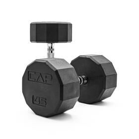 Sdpupis-90 Cap Barbell 25 Lb Rubber Coated Hex Dumbbell Hand Weight - Pair Chrome