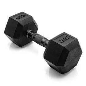Sdrbis-025 Cap Barbell 25 Lb Rubber Coated Hex Dumbbell Hand Weight - Black