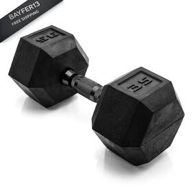 Sdrbis-035 Cap Barbell 35 Lb Rubber Coated Hex Dumbbell Hand Weight - Black