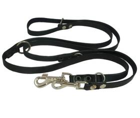 Dogs My Love T-kzh-610-1 Black 6 Way European Multifunctional Leather Dog Leash Adjustable Schutzhund