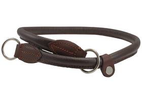 Z-967-6 Dogs My Love Round Genuine Rolled Leather Choke Dog Collar Brown 30 Inch Long