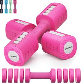 East Mount 791126370503 Adjustable Weight Dumbbells Set Of 2 8 In 1 Hand Weights Rose Red