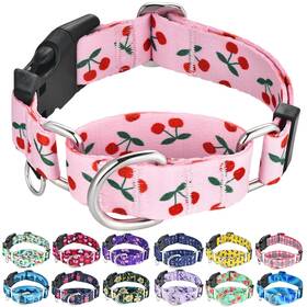 Fidohug Moc001-a-cherry-m Martingale Dog Collar For Medium Dogs With Buckle No Pull Pink Girl Cute
