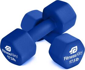 Fitness Alley 845853001824 Neoprene Coated Workout Dumbbells Set Of 2 Anti Roll Non 17.5 Lbs - Blue Fitness Alley 845853001824 Neoprene Coated Workout Dumbbells Set Of 2 Anti Roll Non 17.5 Lbs - Blue