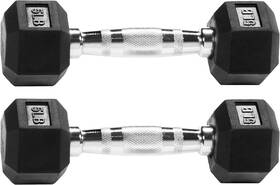 Fitvids 810133182128 Rubber Encased Hex Dumbbell Multiple Sizes 5lbs Black