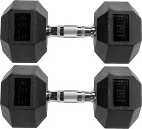 Fitvids 810133182203 Rubber Encased Hex Dumbbell Multiple Sizes 45lbs Black