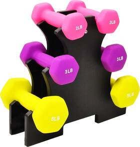 Fitvids 810133183187 Neoprene Dumbbell Hand Weights Anti-slip Anti-roll Hex Shape 2/3/5 Pairs