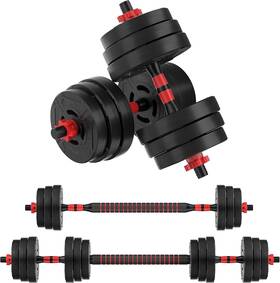 Fitvids 810133184719 Multi-functional Portable Changeable Dumbbell Black/red 2-in-1 60lb