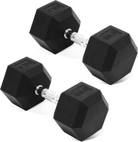 Fitvids 810180850520 Hex Dumbbells Rubber Coated Hand Weights Pairs For Exercises And Black