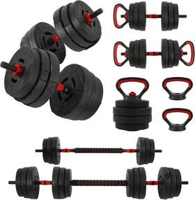 Fitvids 810180859837 Multi-functional Portable Changeable Dumbbell And 2-in-1 60lb Black