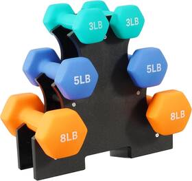 Fitvids 840517400135 Colored Neoprene Dumbbell Set With Rack - Multiple Color Series Fitvids 840517400135 Colored Neoprene Dumbbell Set With Rack - Multiple Color Series