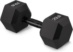Fitvids 850068119202 Rubber Encased Exercise And Fitness Hex Dumbbell Hand Weights With Black