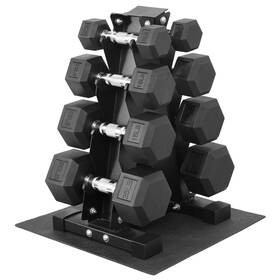 Fv-a100-2026 Fitvids 100lb Rubber Coated Hex Dumbbell A-rack 100lbs Set Black Fv-a100-2026 Fitvids 100lb Rubber Coated Hex Dumbbell A-rack 100lbs Set Black