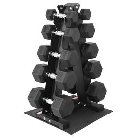 Fv-a150-2026 Fitvids 150lb Rubber Coated Hex Dumbbell A-rack 150lbs Set Black Fv-a150-2026 Fitvids 150lb Rubber Coated Hex Dumbbell A-rack 150lbs Set Black