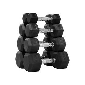 Fitvids Sf2try-db5101520pn 100lb Rubber Encased Hex Dumbbell Weight Set Contoured Medium Black