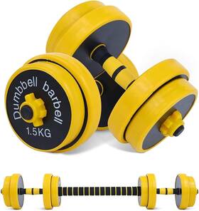 Fuxion Sports 082109040668 44lb Barbell 22 Lb Or 11 Dumbbell Pair Yellow Grey Black Fuxion Sports 082109040668 44lb Barbell 22 Lb Or 11 Dumbbell Pair Yellow Grey Black