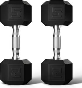 Greterst 748521086355 Dumbbells Set Rubber Coated Hex Hand Weights Exercise And Black