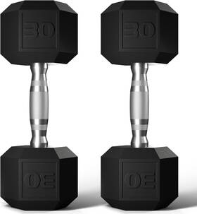 Greterst 748521087017 Dumbbells Set Rubber Coated Hex Hand Weights Exercise And Black