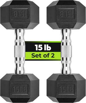Handbode 1a1a0015 Hex Dumbbell Set 45-400 Lb Rubber Encased Exercise And Fitness Black