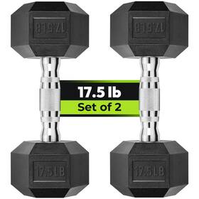 Handbode 1a1a0017 Hex Dumbbell Rubber Encased Strength Training Dumbbells 17.5 Lb Pair Black