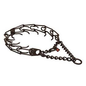 50004-57 Herm Sprenger Black Stainless Steel Ultra-plus Prong Collar With Center-plate 50004-57 Herm Sprenger Black Stainless Steel Ultra-plus Prong Collar With Center-plate