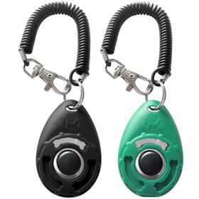 Hoaooo 730869960428 Pet Training Clicker With Wrist Strap - Dog Clickers Black Bluegreen