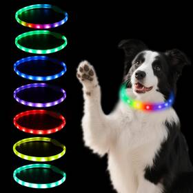Dc071-01 Hsigio Led Dog Collar 9 Colors Light Up Dogs Usb Rechargeable Pet Safety Neck