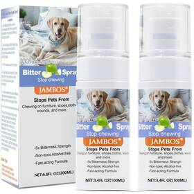Jambos-001 Jambos 757111361086 2 Bottles Bitter Apple Spray For Dogs Chew Deterrent And Furniture
