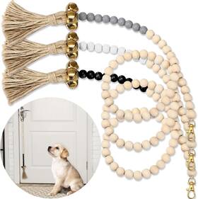 Jexine 445024297242 3 Pcs Dog Bell For Door Potty Training Adjustable Wooden Beads B