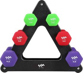 Jfit 818020007677 Neoprene Dumbbell 18 Lbs Set With Rack