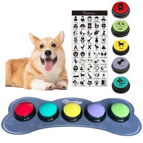 Kivirap Kvr20 Set Of 5 Color Dog Buttons With Rubber Mat For Communication Voice Recording