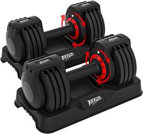 Kryptal Force 752815446589 25/55lbs Adjustable Dumbbells Set With Anti-slip Metal Black Kryptal Force 752815446589 25/55lbs Adjustable Dumbbells Set With Anti-slip Metal Black