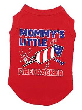 00724 Lat Apparel Mommys Little Firecracker - Usa Independence Day 4th Of July Dog Medium Red 00724 Lat Apparel Mommys Little Firecracker - Usa Independence Day 4th Of July Dog Medium Red