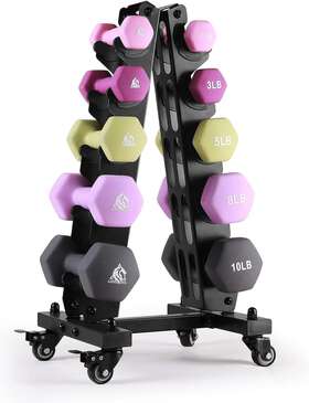 Lionscool Lcl-dumbbell-56rack Set Of 2 Neoprene Coated Dumbbell Hand Weights Muticolored