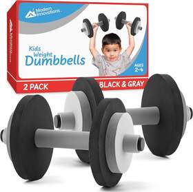 Modern Innovations 817496028889 Kids Weight Set 2 Pack Toy Dumbbells Baby Black/grey Modern Innovations 817496028889 Kids Weight Set 2 Pack Toy Dumbbells Baby Black/grey