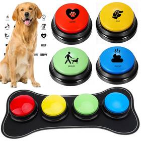 Nsioutlet 655887913839 4 Recordable Buttons For Dogs With Pad Sticker Indoor Pet Training Communication