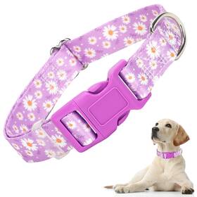 Onefojojo D-sy3088-23 Purple Dog Collars For Large Dogs Cute Girl Collar With Daisy Flowers Pa